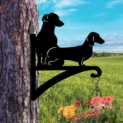 Dachshund Dog & Jack Russell Metal Hanging Bracket Plant Stand PS082