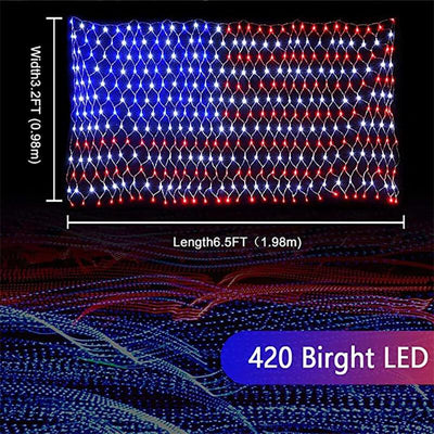 American Flag 420 Led String Lights-Large Usa Flag Outdoor Lights