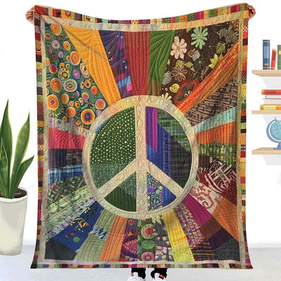 Retro Peace Sign Blanket - D242 - Premium Blanket