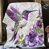 Purple Hummingbird Blanket - D249 - Premium Blanket