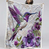 Purple Hummingbird Blanket - D249 - Premium Blanket