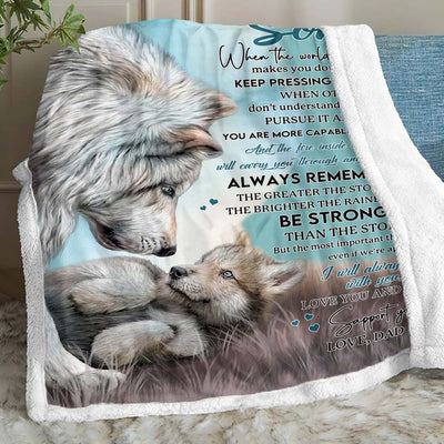 To My Son - From Dad - Wolf A246 - Premium Blanket