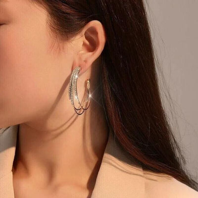 Shiny Diamond Hoop Earrings