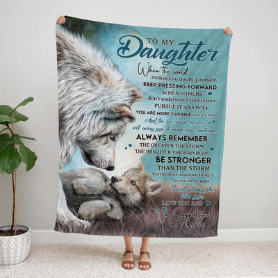To My Daughter - From Mom - Wolf A246 - Premium Blanket