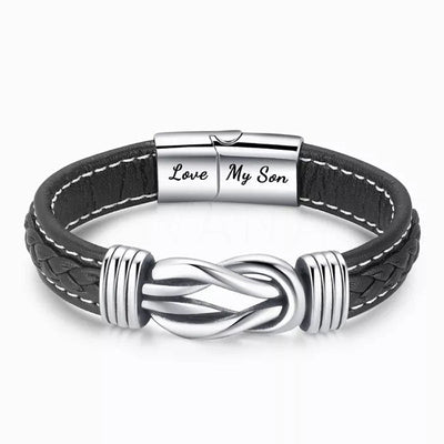 "Mother and Son Forever Linked Together" Braided Leather Bracelet - Love My Son