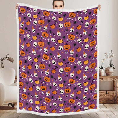 Pumpkin Skull - A517 - Halloween Premium Blanket