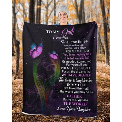 To My Dad - From Daughter - Butterfly A319 - Premium Blanket