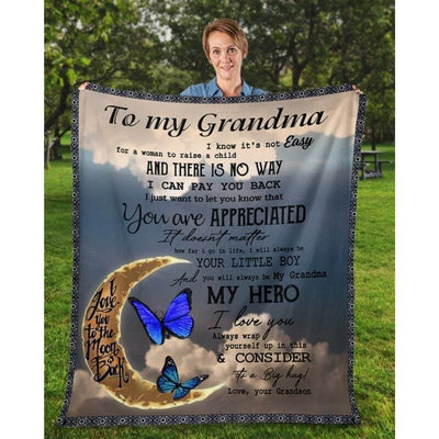 To My Grandma - From Grandson - Butterfly A314 - Premium Blanket