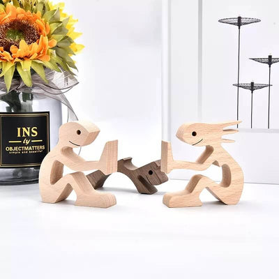 🐕Couple and Dog Wood Sculpture Ornaments