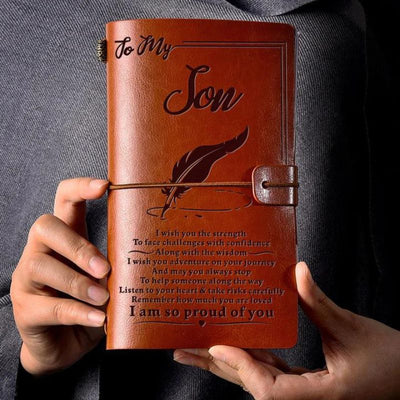 Vintage Engraved Leather Journal Notebook