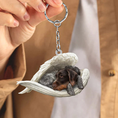 Sleeping Angel Acrylic Keychain German Wirehaired Pointer