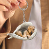 Sleeping Angel Acrylic Keychain Airedale Terrier SA133
