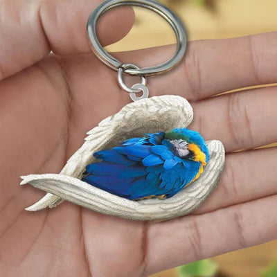 Sleeping Angel Acrylic Keychain Blue and Gold Macaw SA204