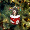 Tibetan Terrier In Snow Pocket Christmas Ornament SP126