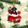 Labrador Retriever In Gift Bag Christmas Ornament GB002