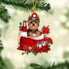 Yorkshire Terrier In Gift Bag Christmas Ornament GB037