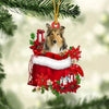 Scotch Collie In Gift Bag Christmas Ornament GB119