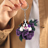 Saint Bernard In Purple Rose Acrylic Keychain PR044
