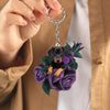 Doberman In Purple Rose Acrylic Keychain PR068