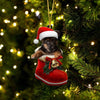 German Shepherd In Santa Boot Christmas Hanging Ornament SB014