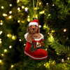 Labradoodle In Santa Boot Christmas Hanging Ornament SB042