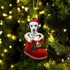 Dalmatian In Santa Boot Christmas Hanging Ornament SB098