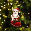 Pembroke Welsh Corgi Red & White In Santa Boot Christmas Hanging Ornament SB177