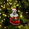 Miniature Schnauzer Color White In Santa Boot Christmas Hanging Ornament SB203