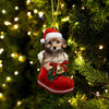 Yorkie Poo In Santa Boot Christmas Hanging Ornament SB206