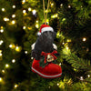 Flat Coated Retriever In Santa Boot Christmas Hanging Ornament SB223