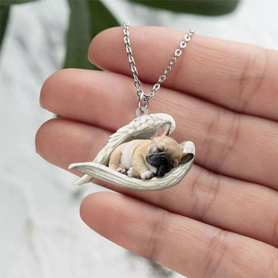 French Bulldog Sleeping Angel Stainless Steel Necklace SN006