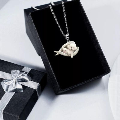 Bichon Frise Sleeping Angel Stainless Steel Necklace SN013