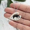 Black and White Shih Tzu Sleeping Angel Stainless Steel Necklace SN014