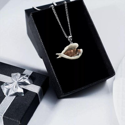 Cute Dog Sleeping Angel Stainless Steel Necklace SN105