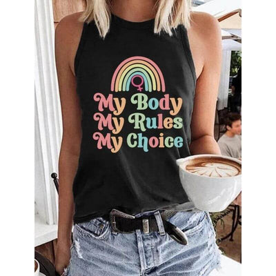 My Body My Rules My Choice Print Casual Vest