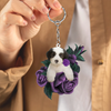 Old English Sheepdog In Purple Rose Acrylic Keychain PR119