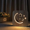 Star & Moon Wooden Decorative Light