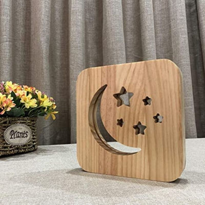 Star & Moon Wooden Decorative Light