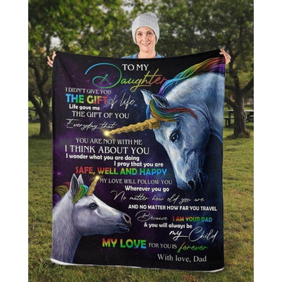 To My Daughter - From Dad - Unicorn A318 - Premium Blanket